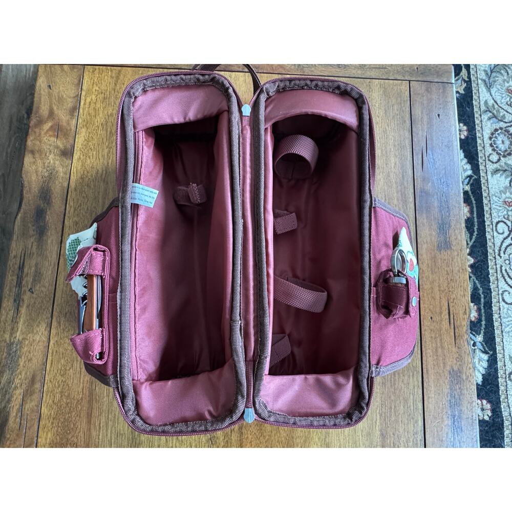 Picnic Time Wine Tote Insulated Bottle Carrier Burgundy Travel Case - Picture 3 of 10